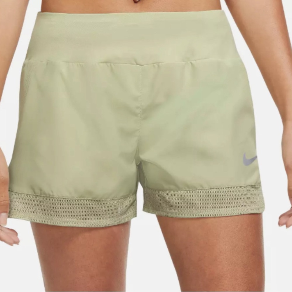 Nike Running Shorts Dri-Fit Mesh Women's Size S Olive Aura